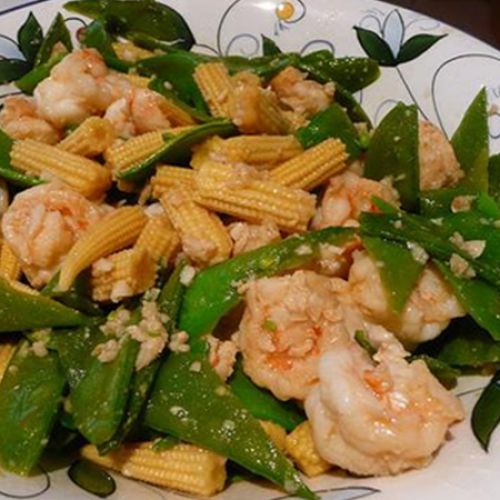 Tôm xào bắp non
